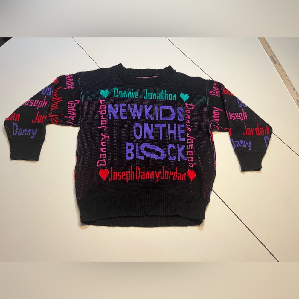 Vintage 80’s youth M/L boy band NKOTB New Kids on the Block acrylic sweater